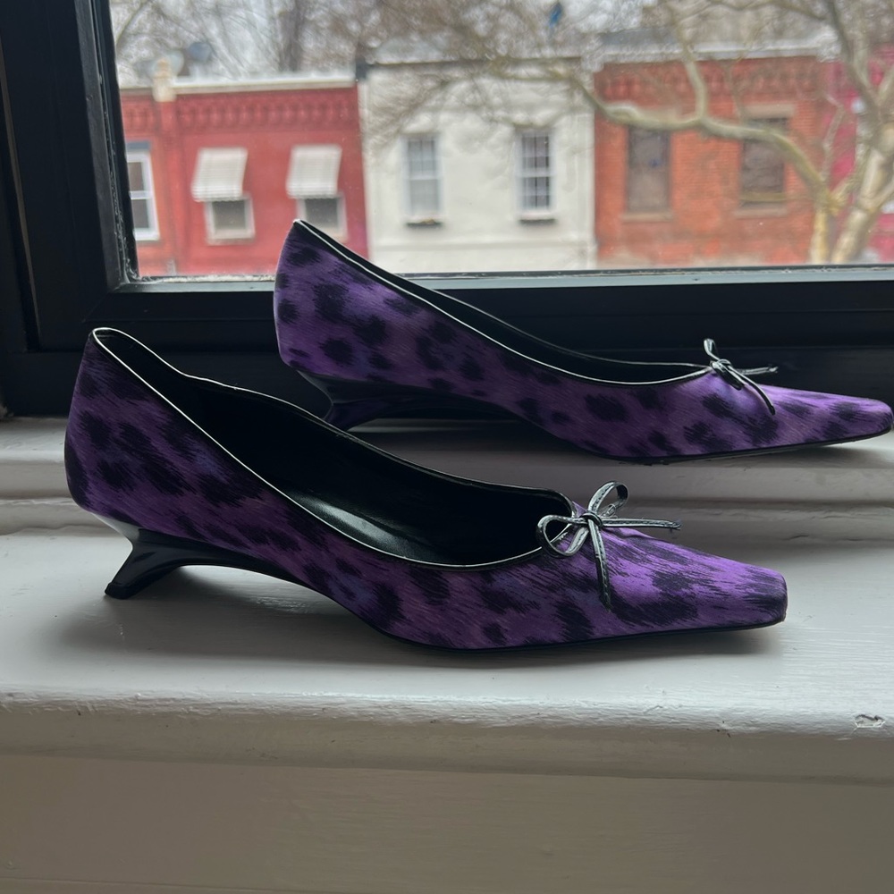 Moschino leopard pumps with kitten wedge